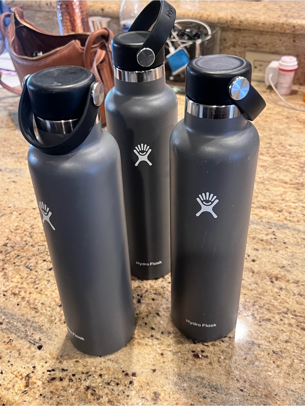 Hydro flask, 24 ounce charcoal colored water bottle
